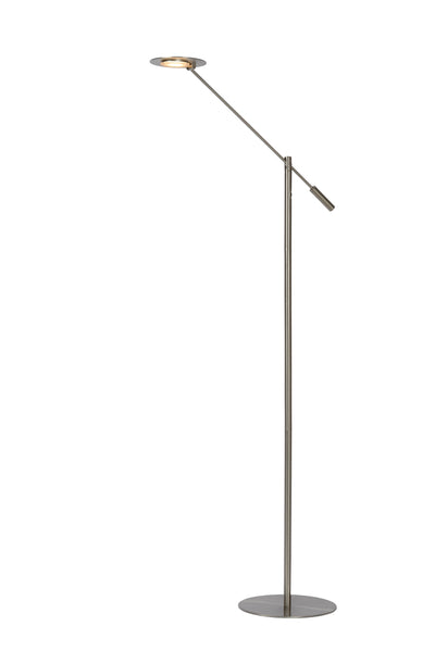 Lucide ANSELMO LED reading floor lamp, dimmable 9W 3000K, 100-240V, IP20, metal, satin nickel finish