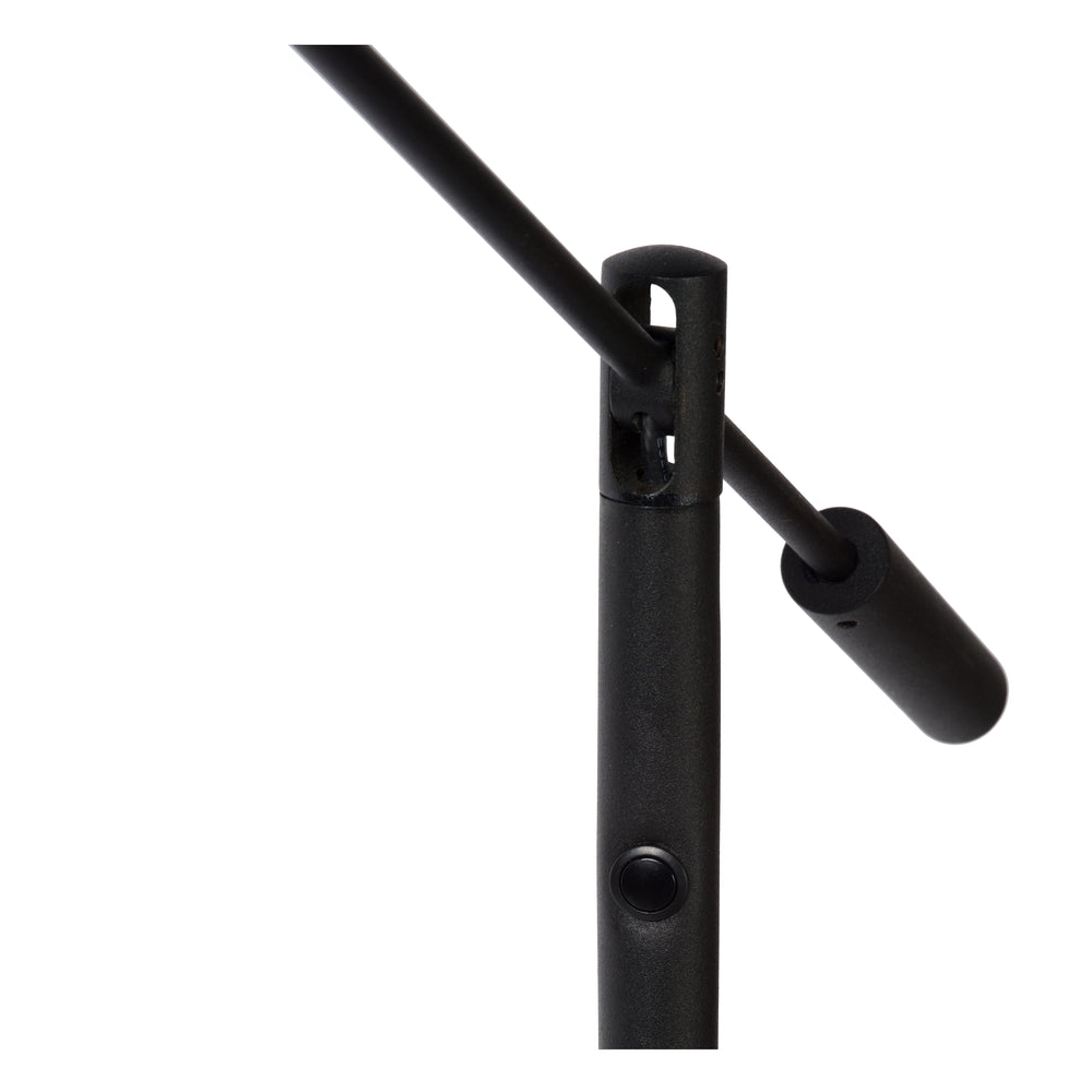 Lámpara de pie de lectura LED Lucide ANSELMO, 9W 3000K regulable, altura 1400mm, Negro Mate Arenado, Metal, IP20