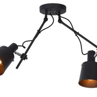 Lucide QUINNY foco de techo 2xE27 acero negro, giratorio e inclinable, iluminación interior estilo industrial IP20