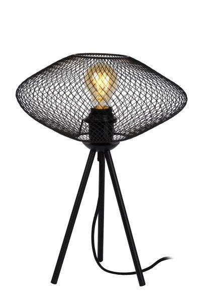 Lámpara de mesa LED Lucide MESH, diseño ovalado de metal, casquillo E27, 40W máx, 220-240V, IP20, Negro Mate, 300x300x410mm