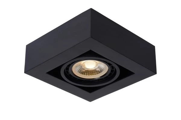 Lucide ZEFIX foco LED de techo, regulable dim to warm, GU10 12W 2200K-3000K, ajustable, cuadrado, Negro, IP20