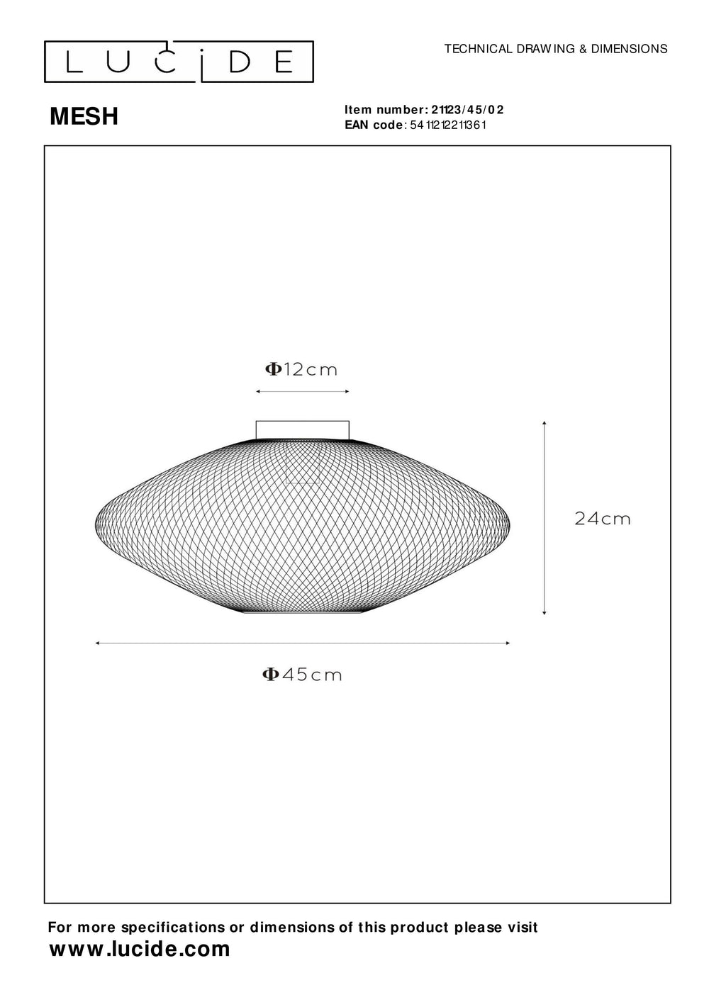 Lucide MESH ceiling light, 1xE27, 40W max, IP20, Sandy Gold metal, 450x450x240mm modern design