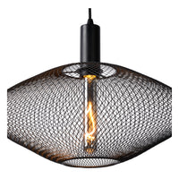 Lucide MESH lámpara colgante moderna, pantalla ovalada de metal, casquillo E27, 40W máx, negro mate, altura ajustable