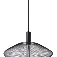 Lucide MESH lámpara colgante moderna, pantalla ovalada de metal, casquillo E27, 40W máx, negro mate, altura ajustable