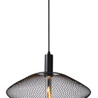 Lucide MESH lámpara colgante moderna, pantalla ovalada de metal, casquillo E27, 40W máx, negro mate, altura ajustable