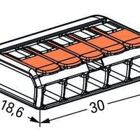 Conector WAGO 221-415 5 vías 4mm², IP20, 220-240V, certificado CE RoHS, paquete de 25 para cableado rápido