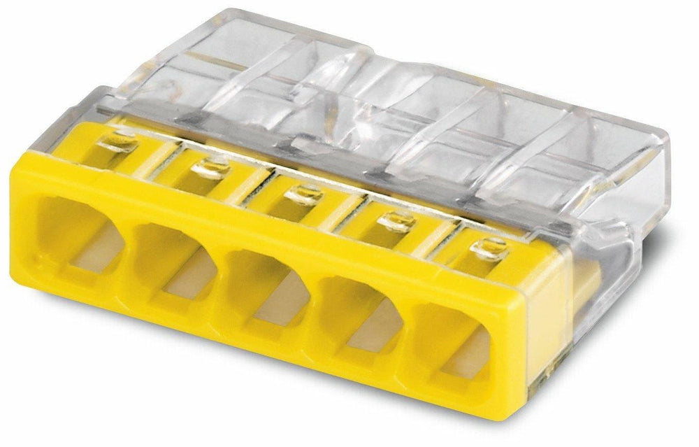 Conector LED WAGO 5 vías 0.5-2.5mm², IP20, 220-240V, borne compacto de conexión rápida, certificado CE RoHS