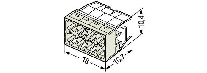 Bloque conector LED WAGO de 8 vías 0.5-2.5mm² IP20 220-240V CE RoHS 50uds