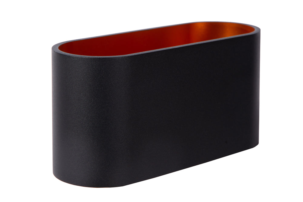 Aplique de pared Lucide XERA, diseño ovalado moderno, 1xG9, luz arriba y abajo, Aluminio Negro, IP20