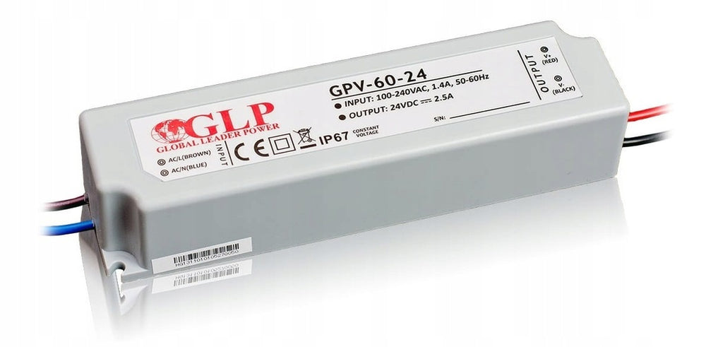 Adaptador de fuente de alimentación LED GLP 24V 60W 2.5A IP67 controlador impermeable CE RoHS para iluminación LED