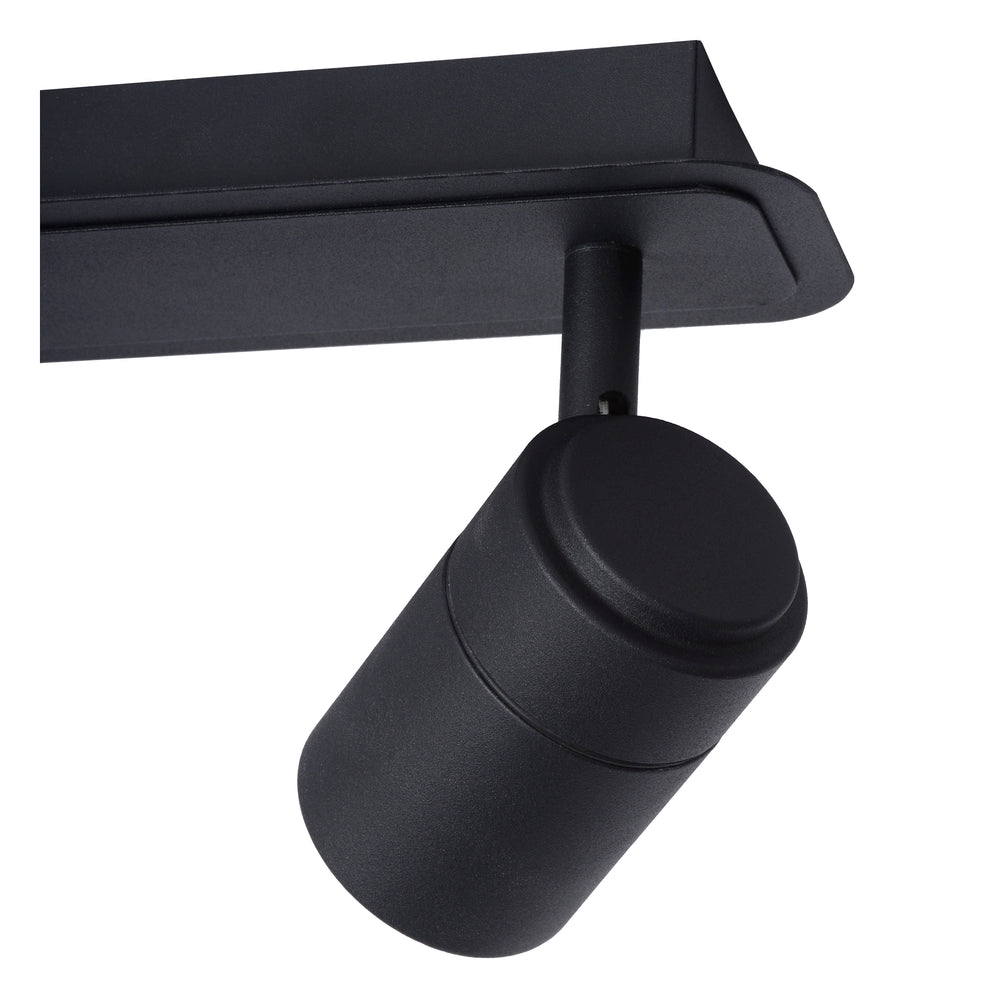 Lucide LENNERT foco de techo LED para baño, 2x5W GU10 regulable, 3000K, IP44, Negro Arena Mate
