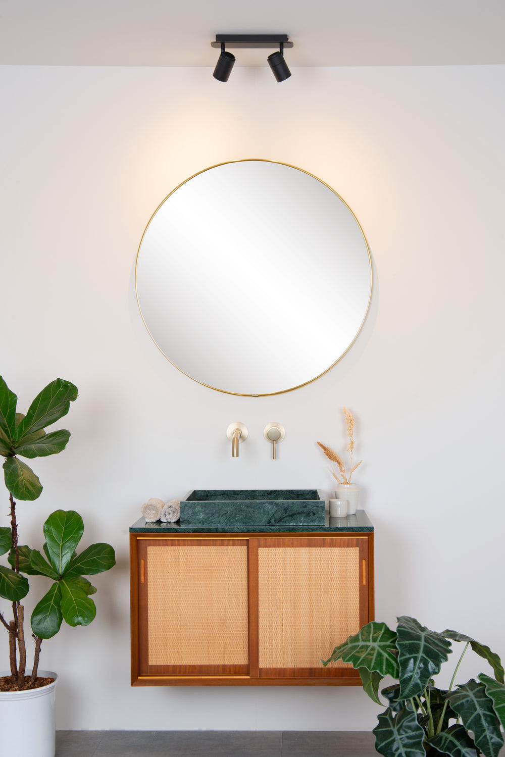 Lucide LENNERT foco de techo LED para baño, 2x5W GU10 regulable, 3000K, IP44, Negro Arena Mate