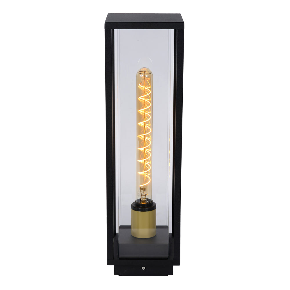 Lucide Laurens lámpara de pedestal exterior, casquillo E27, impermeable IP54, carcasa de metal negro con difusor de vidrio