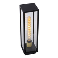 Lucide Laurens lámpara de pedestal exterior, casquillo E27, impermeable IP54, carcasa de metal negro con difusor de vidrio