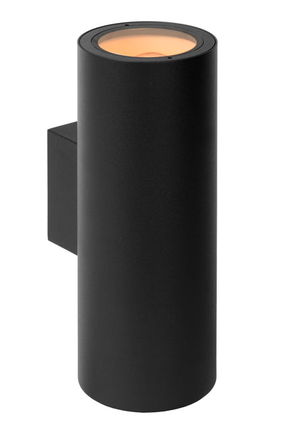 Lucide VOLANTIS Aplique de pared exterior Negro, 2xE27, IP54, luz hacia arriba y hacia abajo, cilindro moderno de aluminio