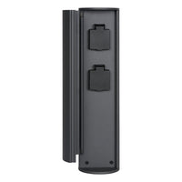 Pilar de enchufe de exterior Lucide IP44, tomas con puesta a tierra Tipo F, acabado en aluminio antracita, altura de 40cm