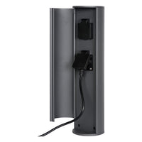 Pilar de enchufe de exterior Lucide IP44, tomas con puesta a tierra Tipo F, acabado en aluminio antracita, altura de 40cm