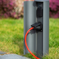 Pilar de enchufe de exterior Lucide IP44, tomas con puesta a tierra Tipo F, acabado en aluminio antracita, altura de 40cm