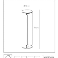 Pilar de enchufe de exterior Lucide IP44, tomas con puesta a tierra Tipo F, acabado en aluminio antracita, altura de 40cm