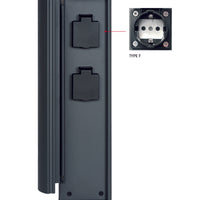 Pilar de enchufe de exterior Lucide IP44, tomas con puesta a tierra Tipo F, acabado en aluminio antracita, altura de 40cm