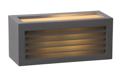 Aplique de pared Lucide DIMO Antracita, interior exterior, casquillo E27, IP54, carcasa de aluminio rectangular