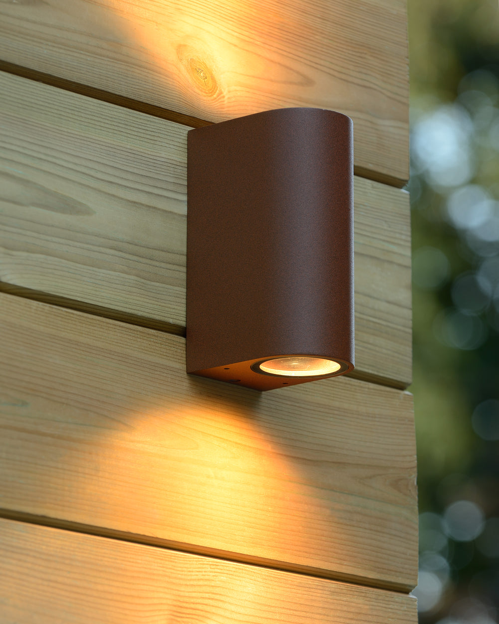 Lucide BOOGY wall light indoor outdoor 2xGU10 IP44 Rusty aluminum modern up down lighting