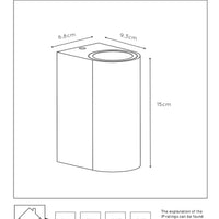 Lucide BOOGY aplique de pared interior exterior 2xGU10 IP44 Aluminio oxidado moderno iluminación arriba y abajo