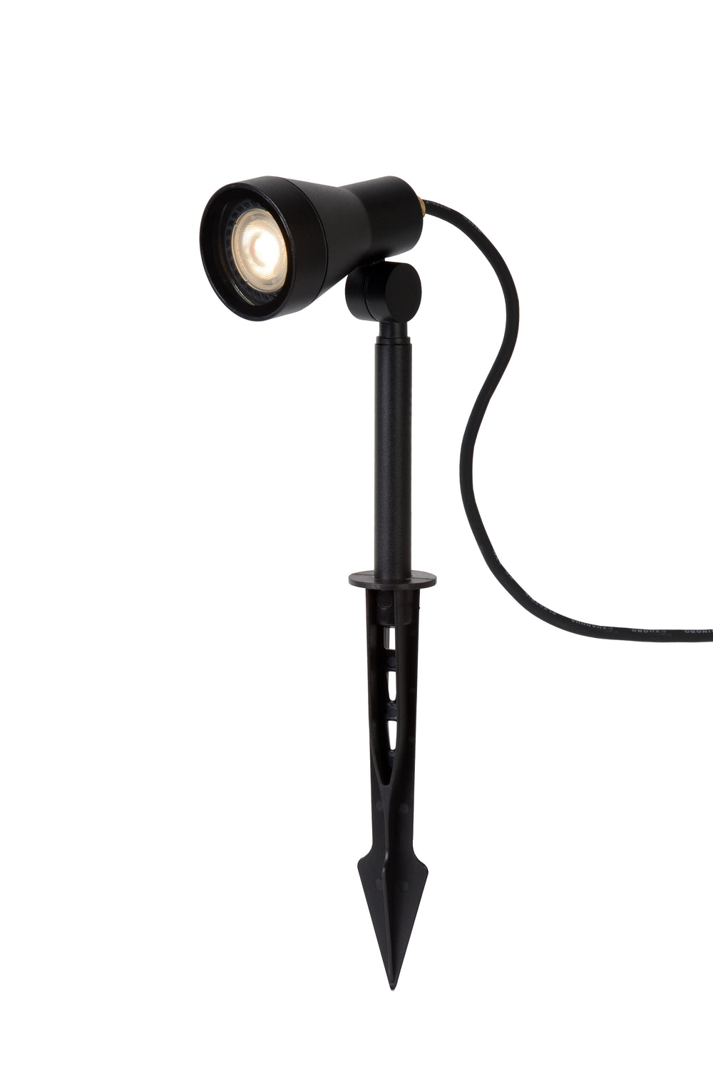 Lucide SPIKE foco LED de jardín, 1x5W GU10 3000K, regulable, IP54 luz exterior de aluminio negro