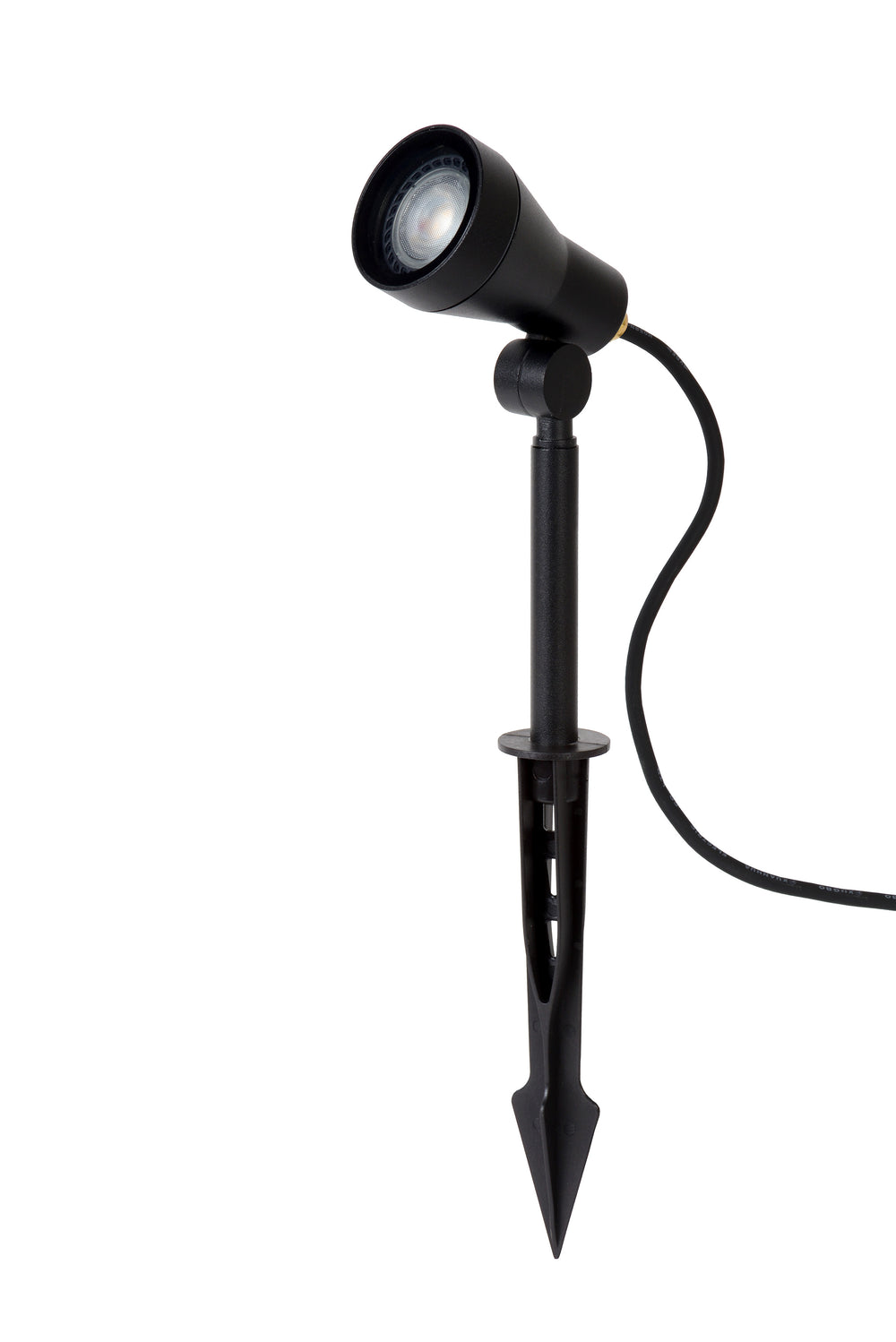 Lucide SPIKE foco LED de jardín, 1x5W GU10 3000K, regulable, IP54 luz exterior de aluminio negro