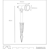 Lucide SPIKE foco LED de jardín, 1x5W GU10 3000K, regulable, IP54 luz exterior de aluminio negro