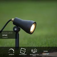 Lucide SPIKE foco LED de jardín, 1x5W GU10 3000K, regulable, IP54 luz exterior de aluminio negro