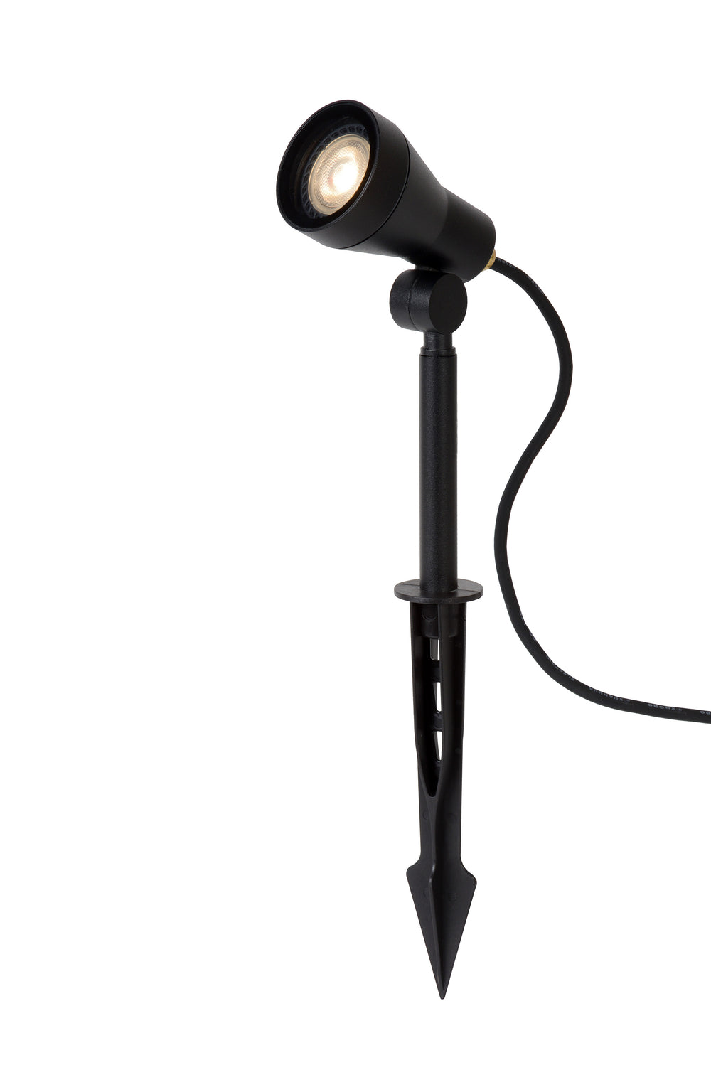 Lucide SPIKE foco LED de jardín, 1x5W GU10 3000K, regulable, IP54 luz exterior de aluminio negro