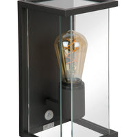 Lucide CLAIRE aplique LED Antracita, 1xE27, IP54, con sensor de movimiento y día/noche, 220-240V