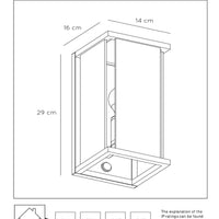 Lucide CLAIRE aplique LED Antracita, 1xE27, IP54, con sensor de movimiento y día/noche, 220-240V
