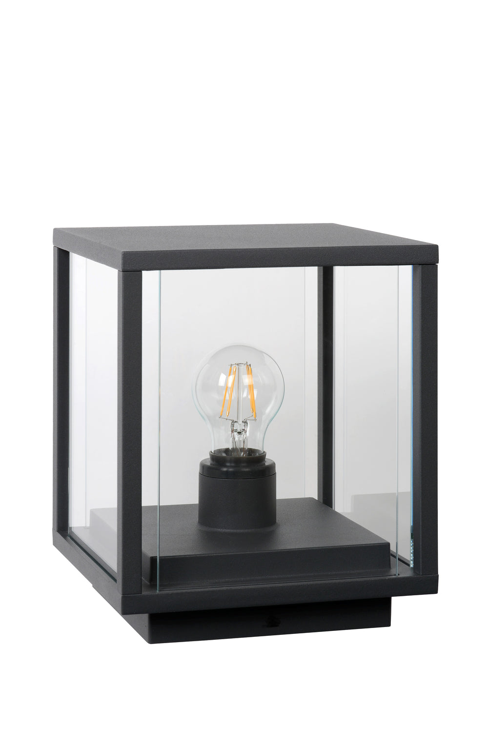 Lámpara de enchufe LED Lucide CLAIRE 1xE27 IP54 Antracita cuboide de aluminio para exterior 220-240V iluminación moderna de jardín