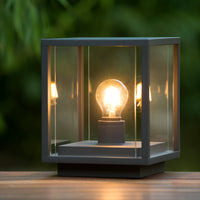 Lámpara de enchufe LED Lucide CLAIRE 1xE27 IP54 Antracita cuboide de aluminio para exterior 220-240V iluminación moderna de jardín