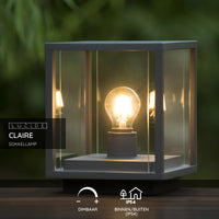 Lámpara de enchufe LED Lucide CLAIRE 1xE27 IP54 Antracita cuboide de aluminio para exterior 220-240V iluminación moderna de jardín