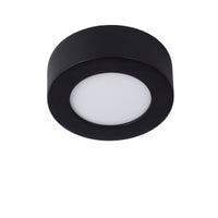 Lucide BRICE lámpara de techo LED para baño, redonda 8W regulable 3000K IP44 Negro Mate Ø117mm
