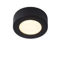 Lucide BRICE lámpara de techo LED para baño, redonda 8W regulable 3000K IP44 Negro Mate Ø117mm