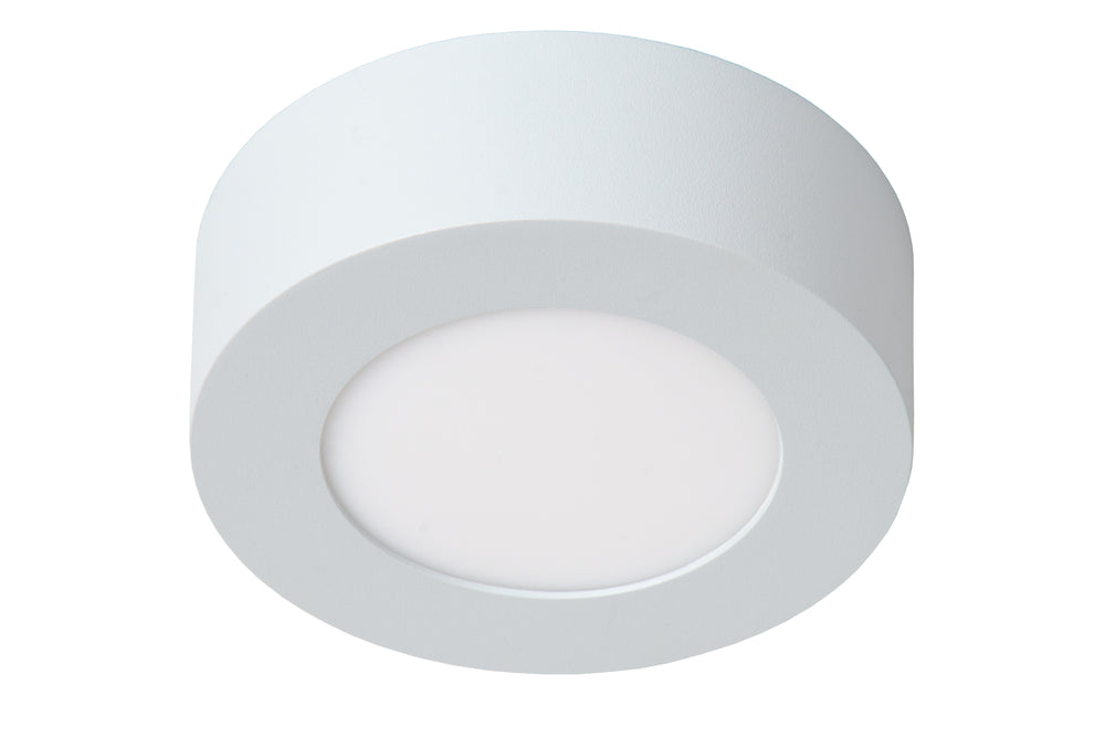 Lucide BRICE lámpara de techo LED para baño, redonda 8W 3000K regulable, IP44 Blanca Ø117mm