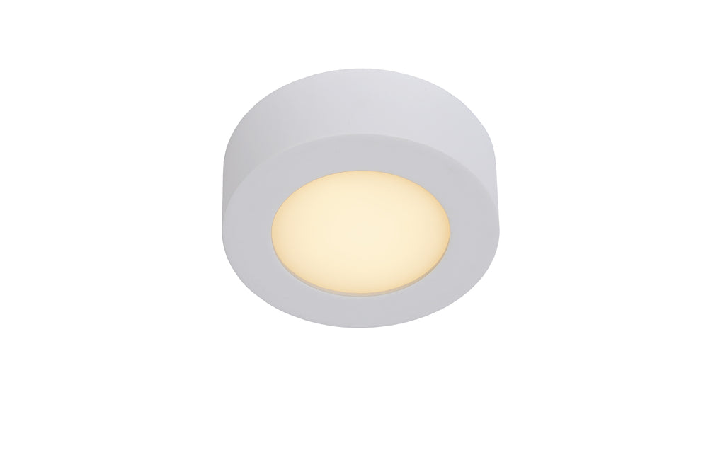 Lucide BRICE lámpara de techo LED para baño, redonda 8W 3000K regulable, IP44 Blanca Ø117mm