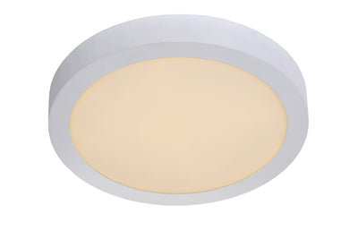 Lucide BRICE lámpara de techo LED para baño, regulable 30W 3000K, redonda 300mm, IP44, acabado Blanco