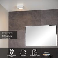 Lucide BRICE lámpara de techo LED para baño, regulable 8W 3000K, IP44, cuadrada de aluminio blanco 220-240V