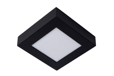 Lucide BRICE lámpara de techo LED para baño, regulable 15W 3000K, IP44, cuadrada acabado negro mate