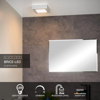 Lucide BRICE lámpara de techo LED para baño, regulable 15W 3000K, IP44, cuadrada acabado Blanco Mate