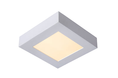 Lucide BRICE lámpara de techo LED para baño, regulable 15W 3000K, IP44, cuadrada acabado Blanco Mate