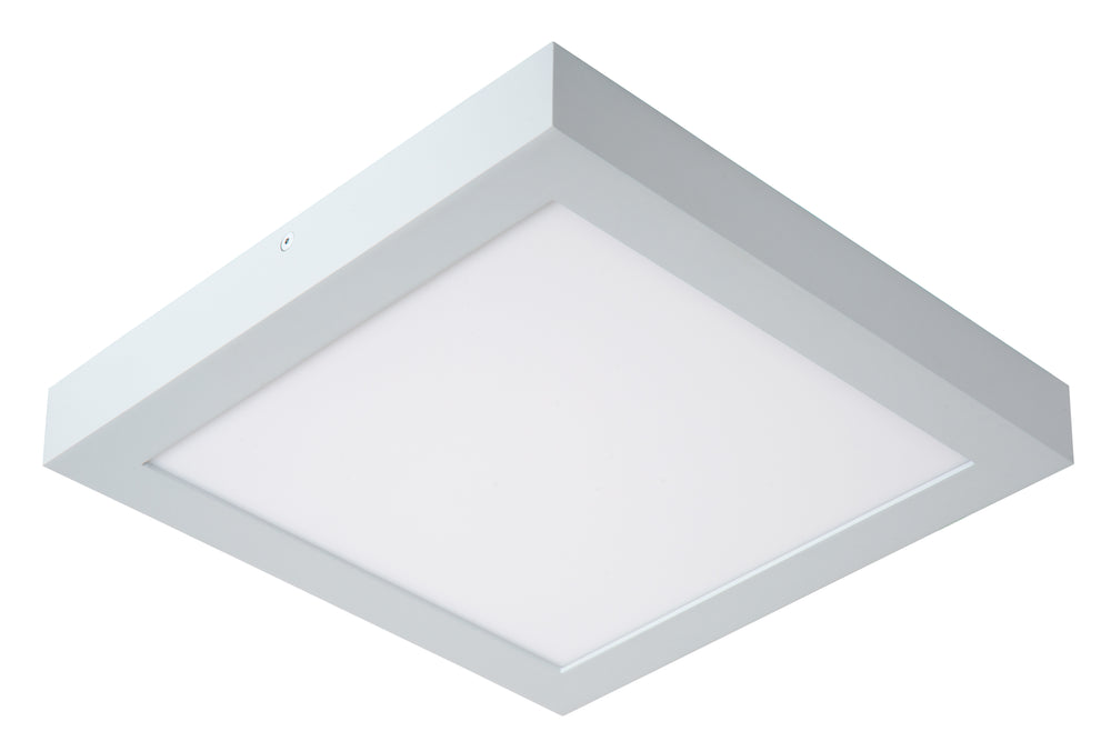 Lucide BRICE plafón LED de baño, regulable 30W 3000K, IP44, Blanco, diseño cuadrado moderno
