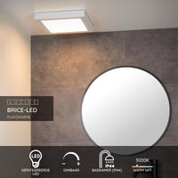 Lucide BRICE plafón LED de baño, regulable 30W 3000K, IP44, Blanco, diseño cuadrado moderno