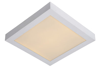Lucide BRICE plafón LED de baño, regulable 30W 3000K, IP44, Blanco, diseño cuadrado moderno