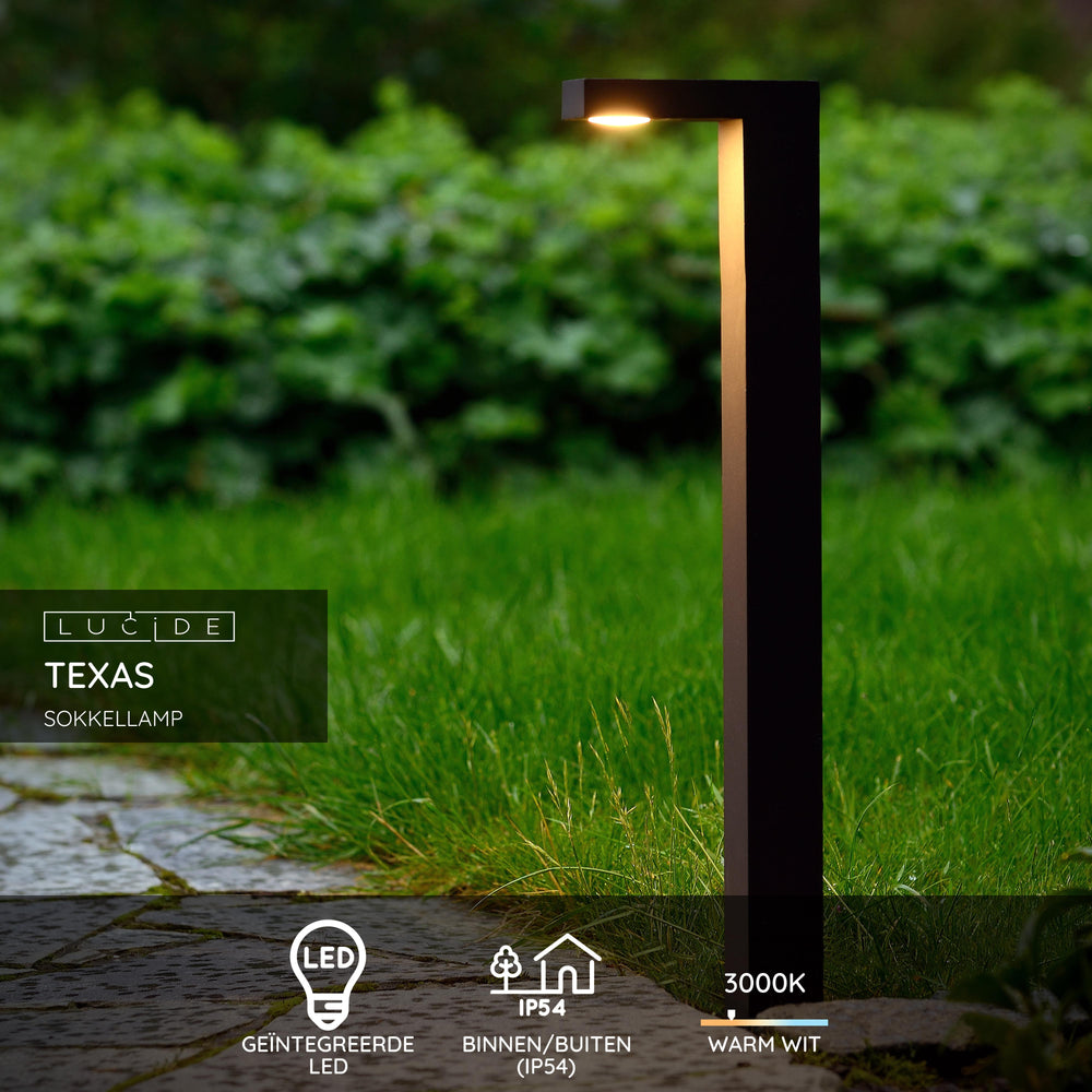 Lucide TEXAS luz de bolardo LED 7W 3000K IP54 Antracita exterior aluminio 220-240V 600mm iluminación moderna de jardín